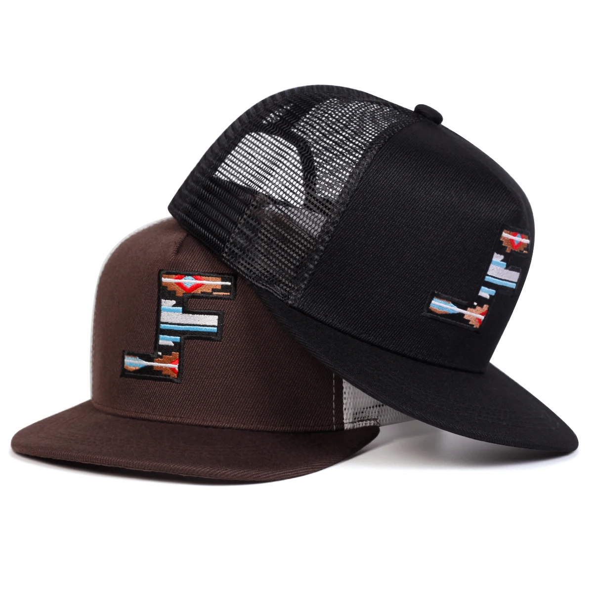 Outdoor Sports Net - Unisex F-Buchstaben-Stickerei Hip-Hop-Netzhüte Frühling und Sommer
