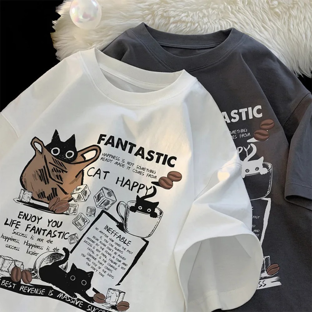 Outdoor Sportsman Group - Lustiges Cartoon-Katzen-Gruppen-3D-Druck-Sport-Schnelltrocknendes Atmungsaktives Herren-T-Shirt für Outdoor,