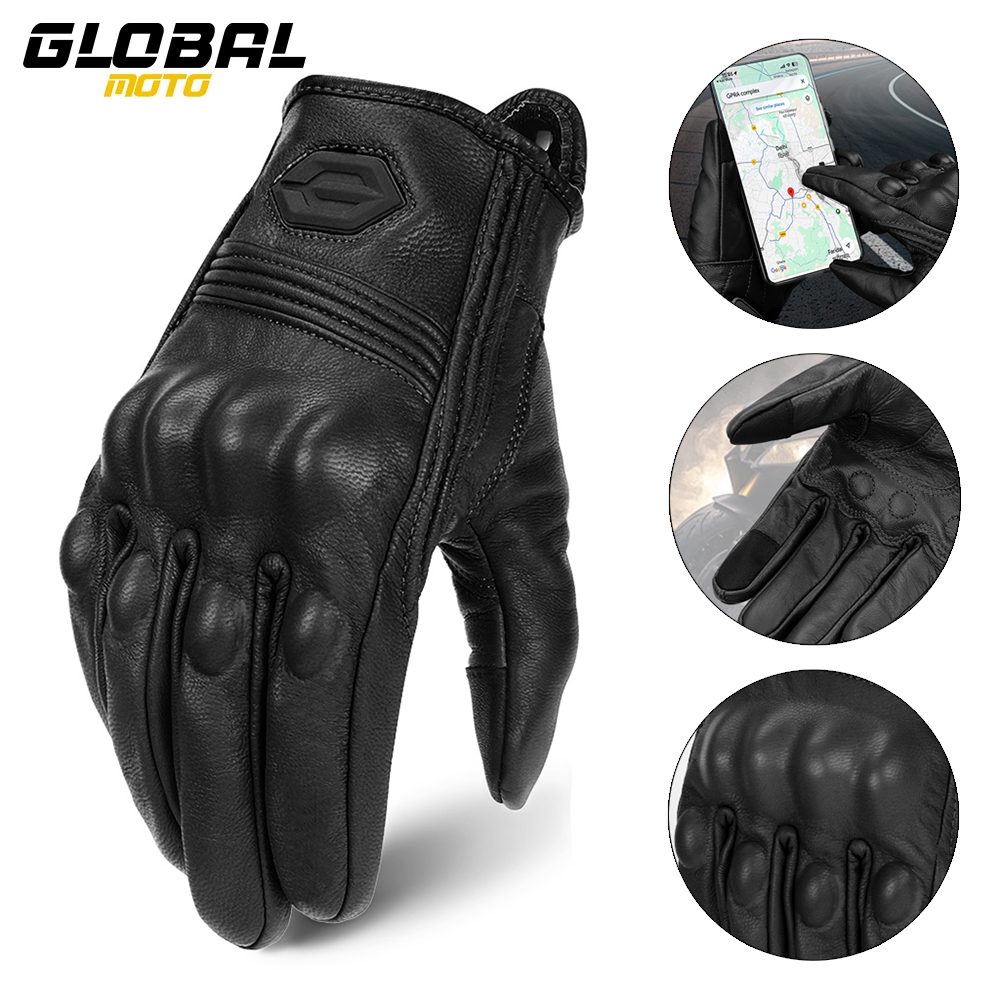 Horse Riding Glove - Winter-Motorradhandschuhe aus Leder, Motocross-Vollfinger-Schutzhandschuhe, Touchscreen-Motorrad-Fahrhandschuhe, rutschfest,
