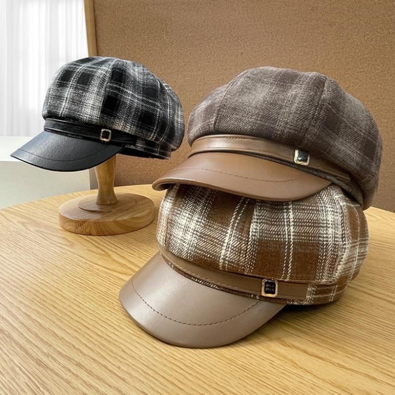Outdoor Sport Hat - Neue pu Leder Patchwork Gitter achteckigen