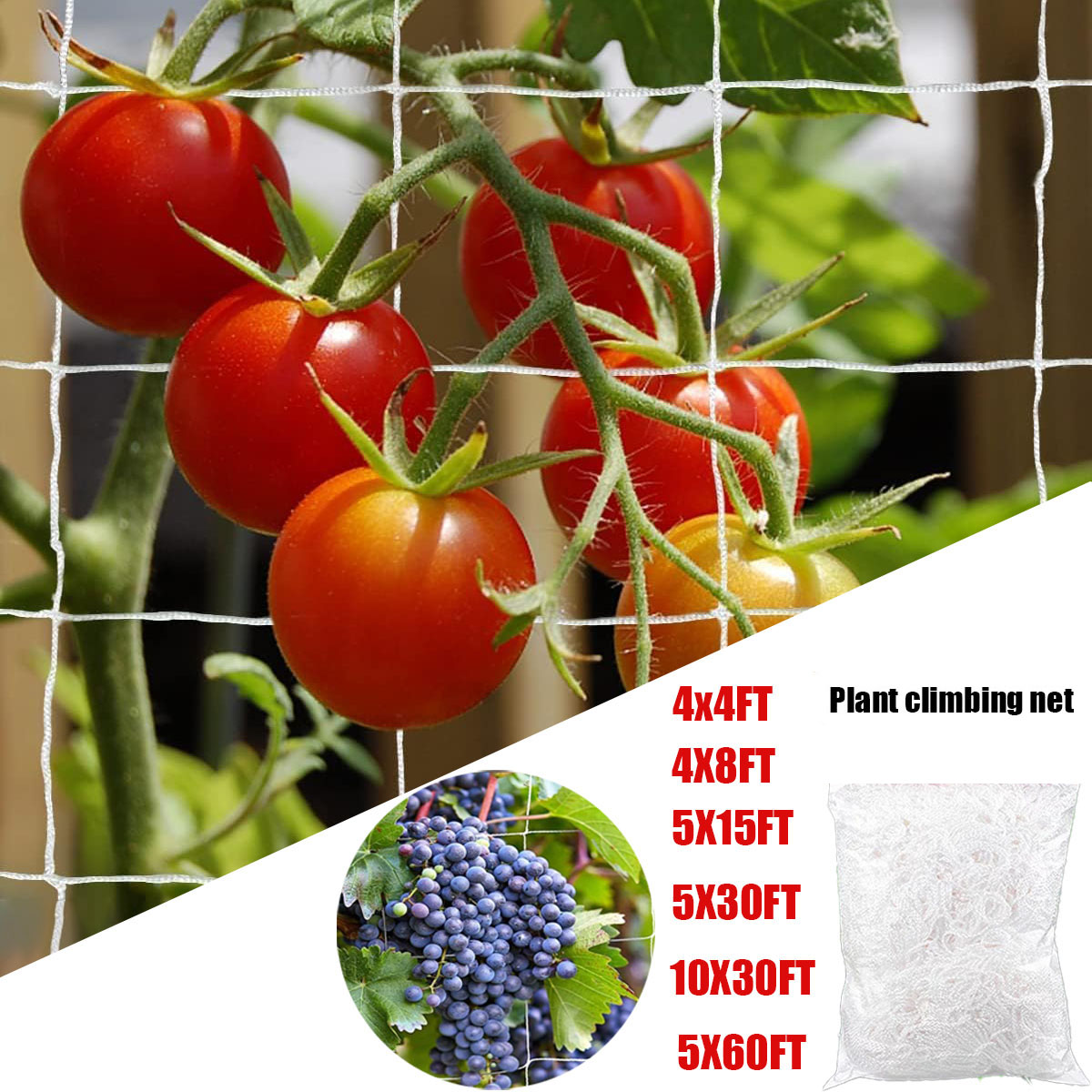 Outdoor Sports Net - Gartenspaliernetz, weißes Abrieb, robustes Polyester-Kletternetz für