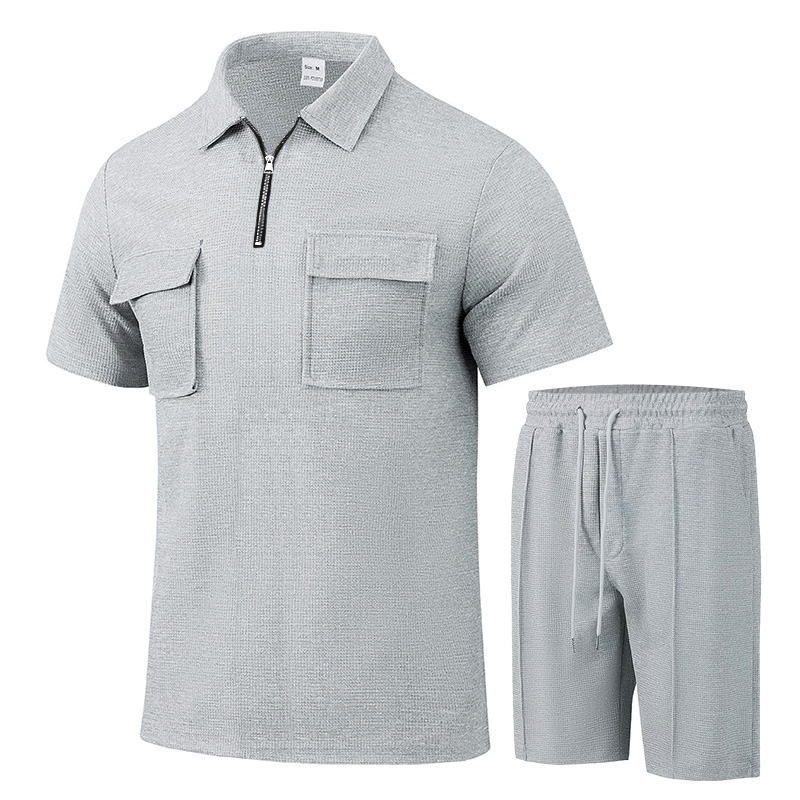 Outdoor Sports Leisure - Sommer Herren Sport-Poloanzug Kurzarm Stylischer Reißverschluss-Poloshirt